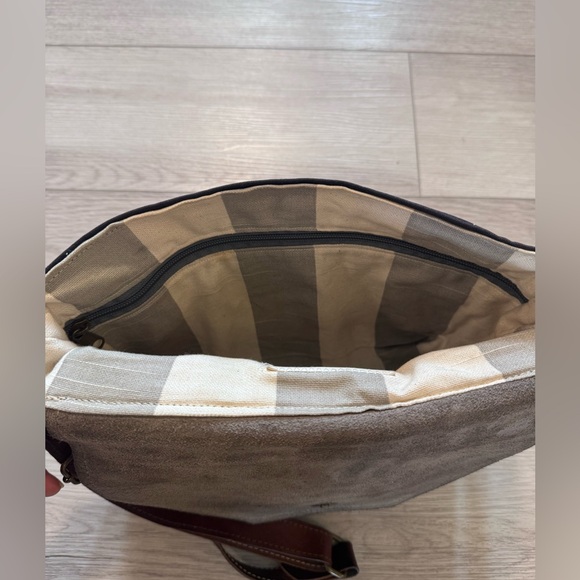 R RIVETER Bag Brown Leather Black Canvas Flap Crossbody Purse Handmade In USA - Picture 12 of 16